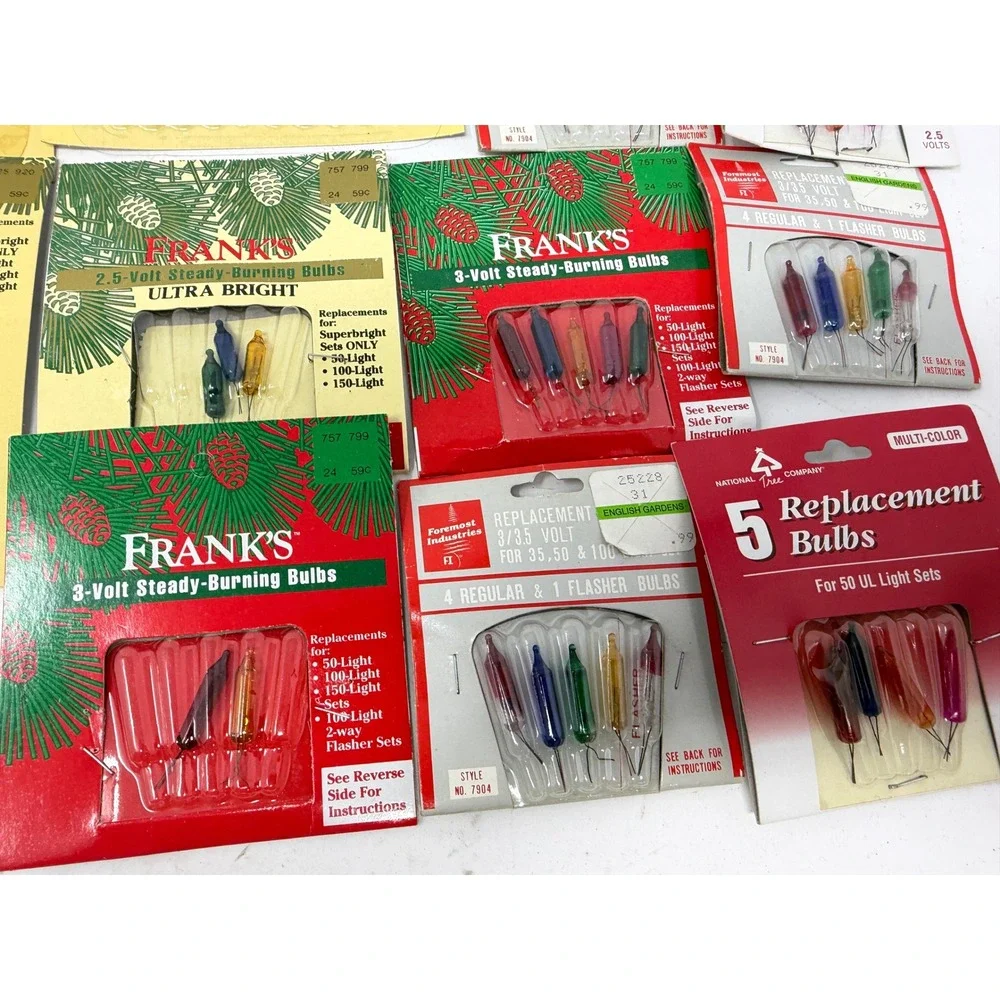 Vintage Frank's Replacement Christmas Light Bulbs Lot 2.5V 3V 3.5V Multi-Color